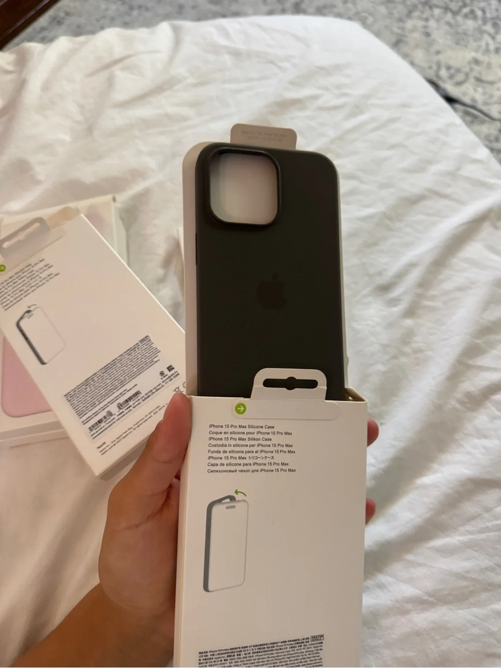 Apple iPhone 15 Pro Max Silicone Case Pair - Light Pink & Grey